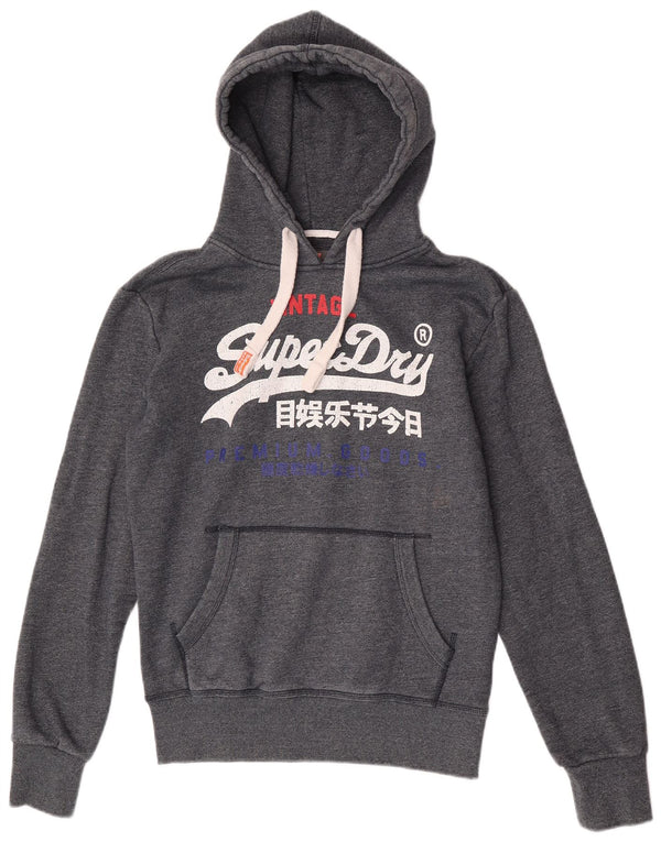 Мужской джемпер с капюшоном Superdry, маленький серый, хлопковый