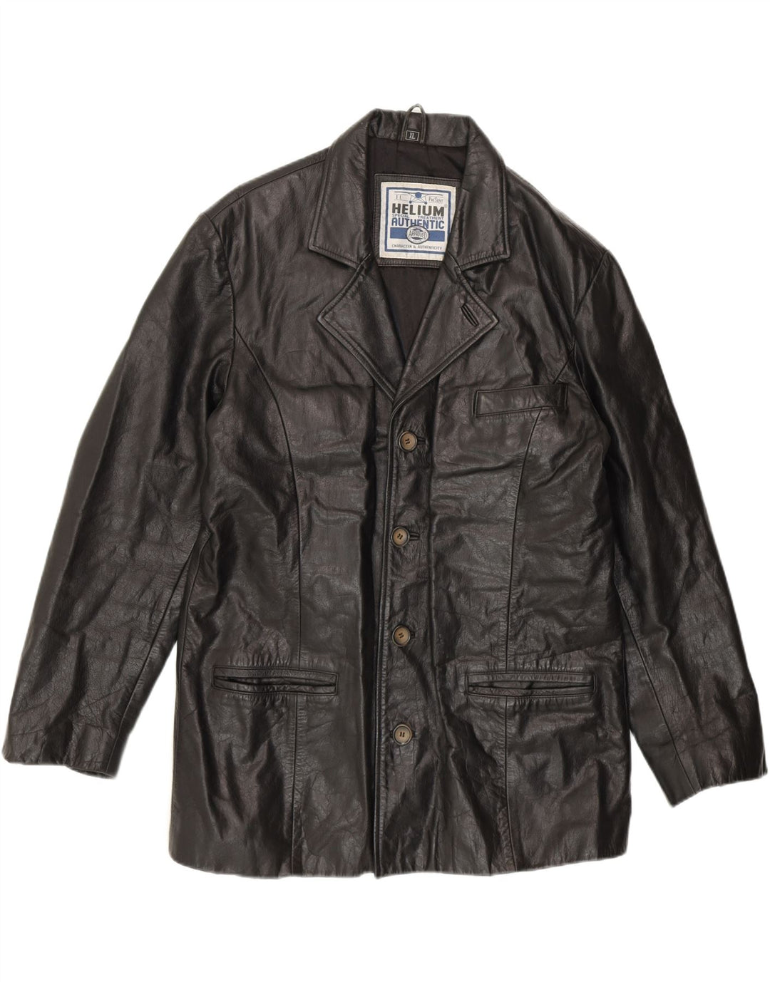 HELIUM Mens Leather Jacket UK 42 XL Black Leather Vintage Helium and Second-Hand Helium from Messina Hembry 