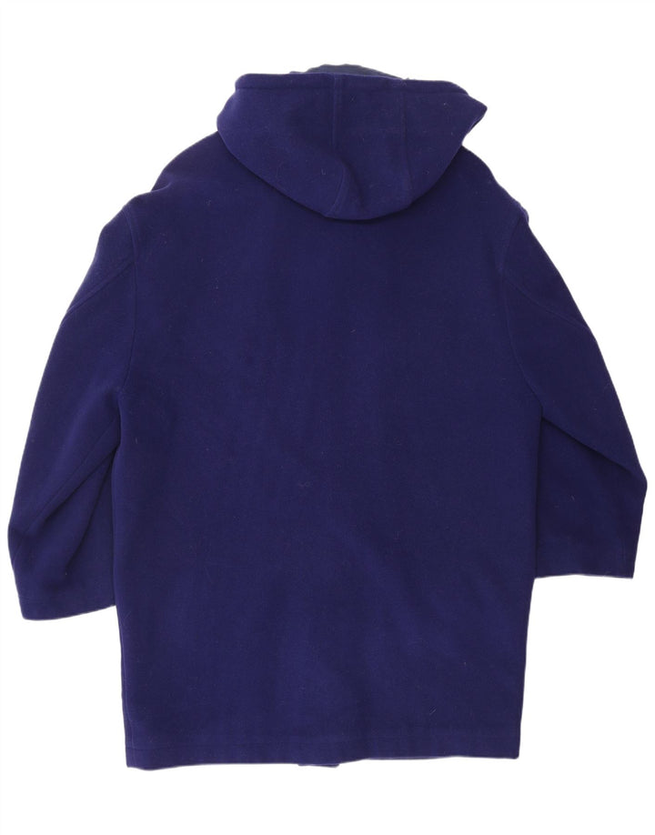 Мужской дафлкот с капюшоном VERSACE UK 38, дизайнер из шерсти среднего синего цвета