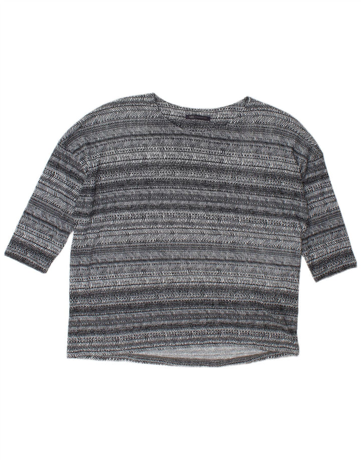 Женский свободный топ Marks & Spencer с рукавом 3/4, Великобритания, 18 XL, серый в полоску