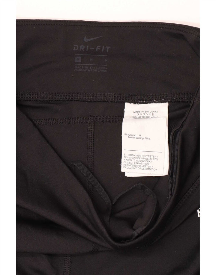 Женские леггинсы с рисунком Nike Dri Fit UK 12, средний черный, полиэстер