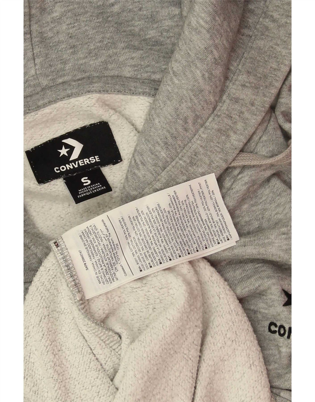 Мужской джемпер с капюшоном Converse, маленький серый, хлопковый