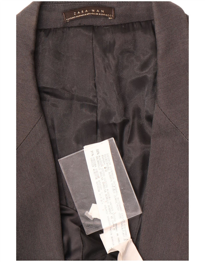 Мужской пиджак на 1 пуговице Zara EU 54 XL, серый хлопок