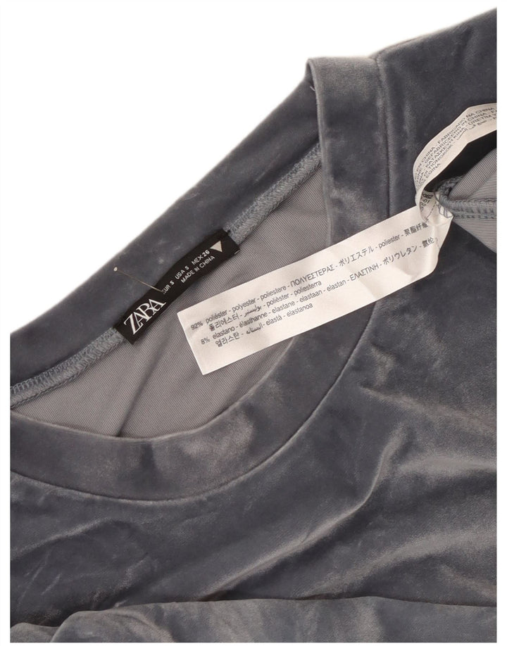 Женский укороченный велюровый джемпер оверсайз Zara UK 10, маленький серый цвет