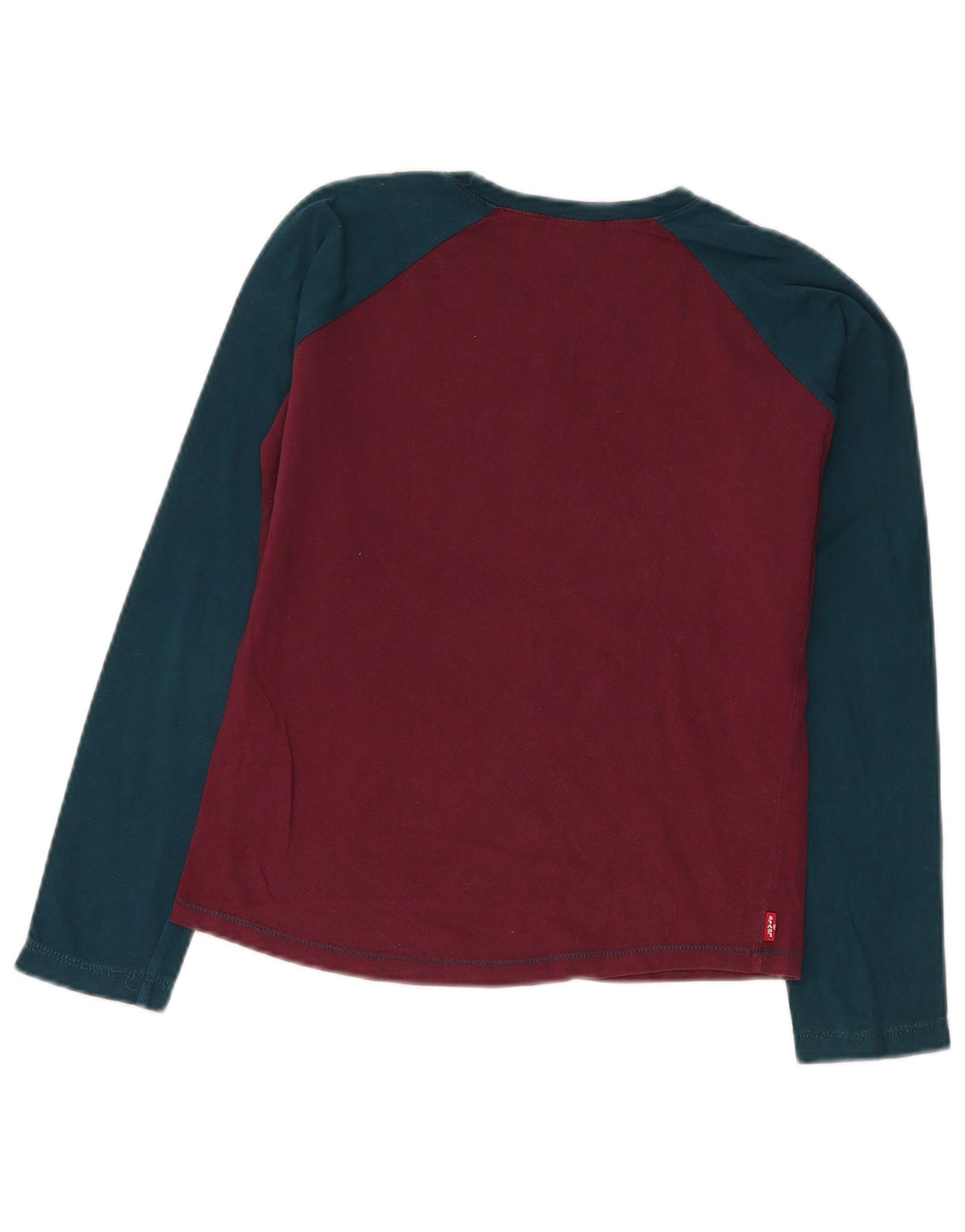 Женский топ Levi's с длинным рукавом и графикой, Великобритания 14, средний бордовый цвет с цветными блоками