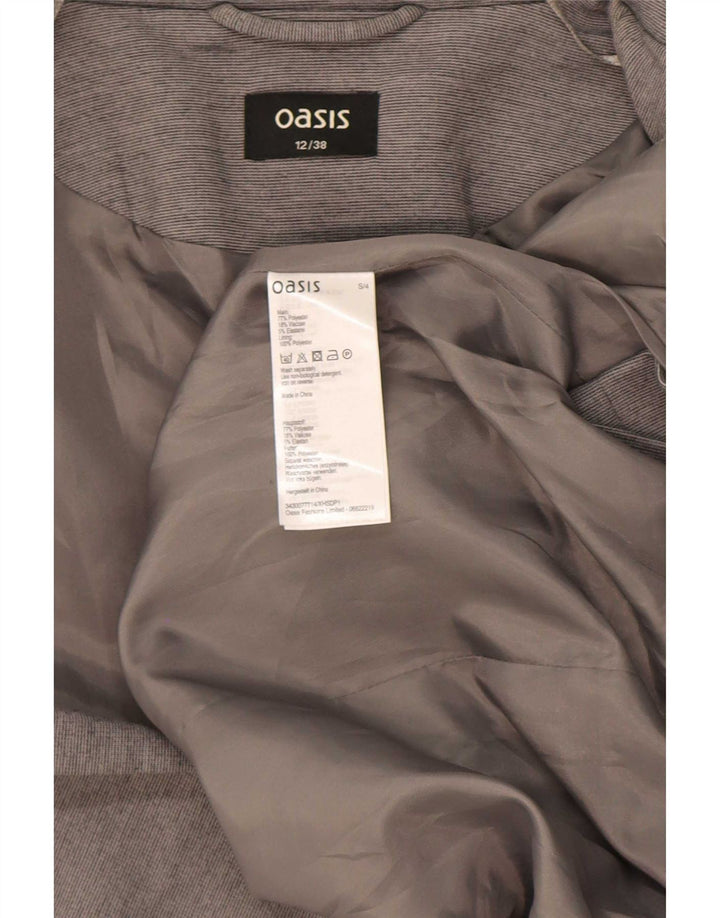 Женский открытый пиджак Oasis UK 12, полиэстер среднего серого цвета