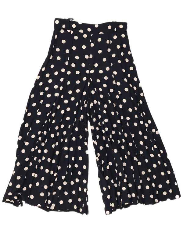 ВИНТАЖНЫЕ женские широкие брюки-капри W26 L21 темно-синие в пятнистый цвет