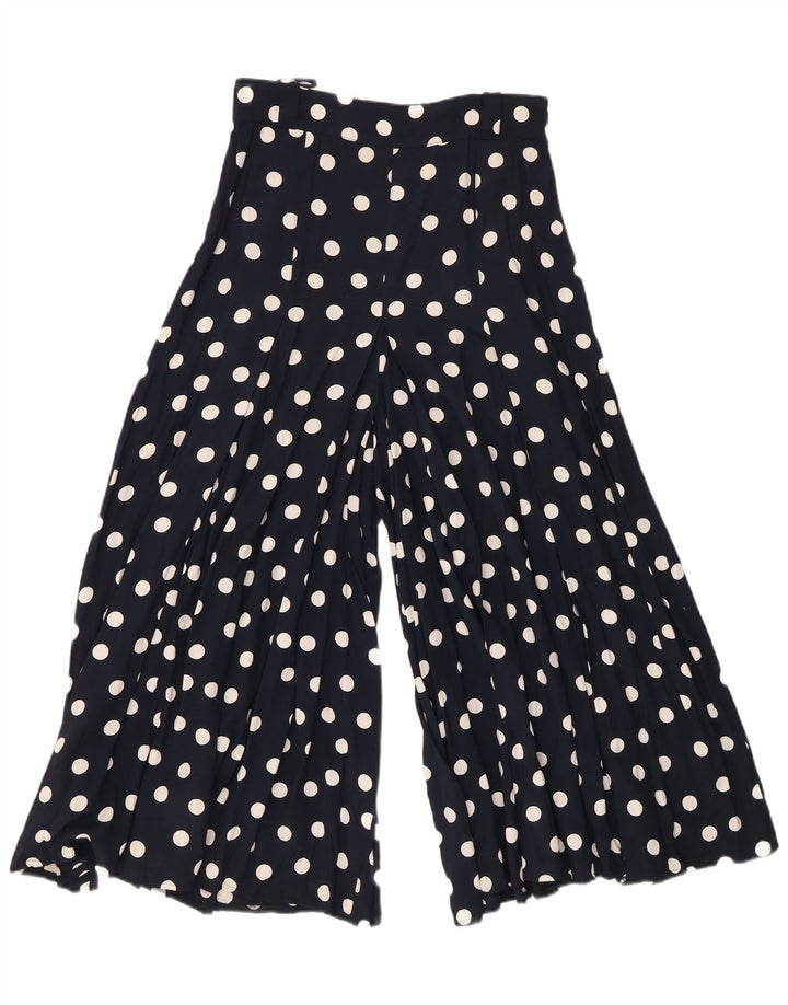 ВИНТАЖНЫЕ женские широкие брюки-капри W26 L21 темно-синие в пятнистый цвет