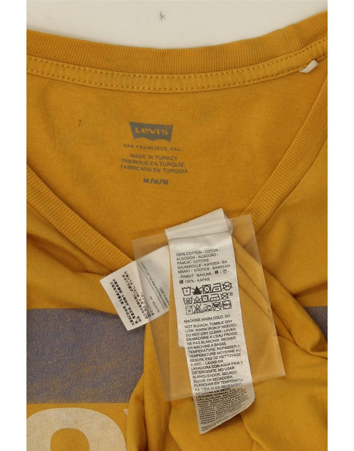 Мужская футболка с рисунком Levi's, хлопковый топ среднего желтого цвета с цветными блоками