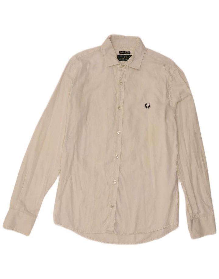 Мужская рубашка очень узкого кроя Fred Perry, средний белый хлопок, хлопок