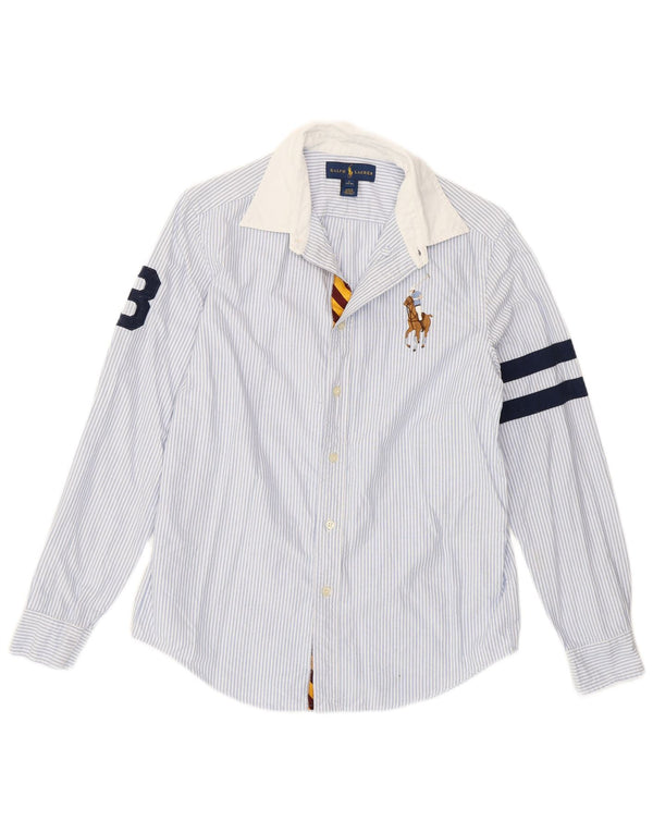 Рубашка с рисунком Ralph Lauren для мальчиков 14–15 лет, большая синяя хлопковая полоска