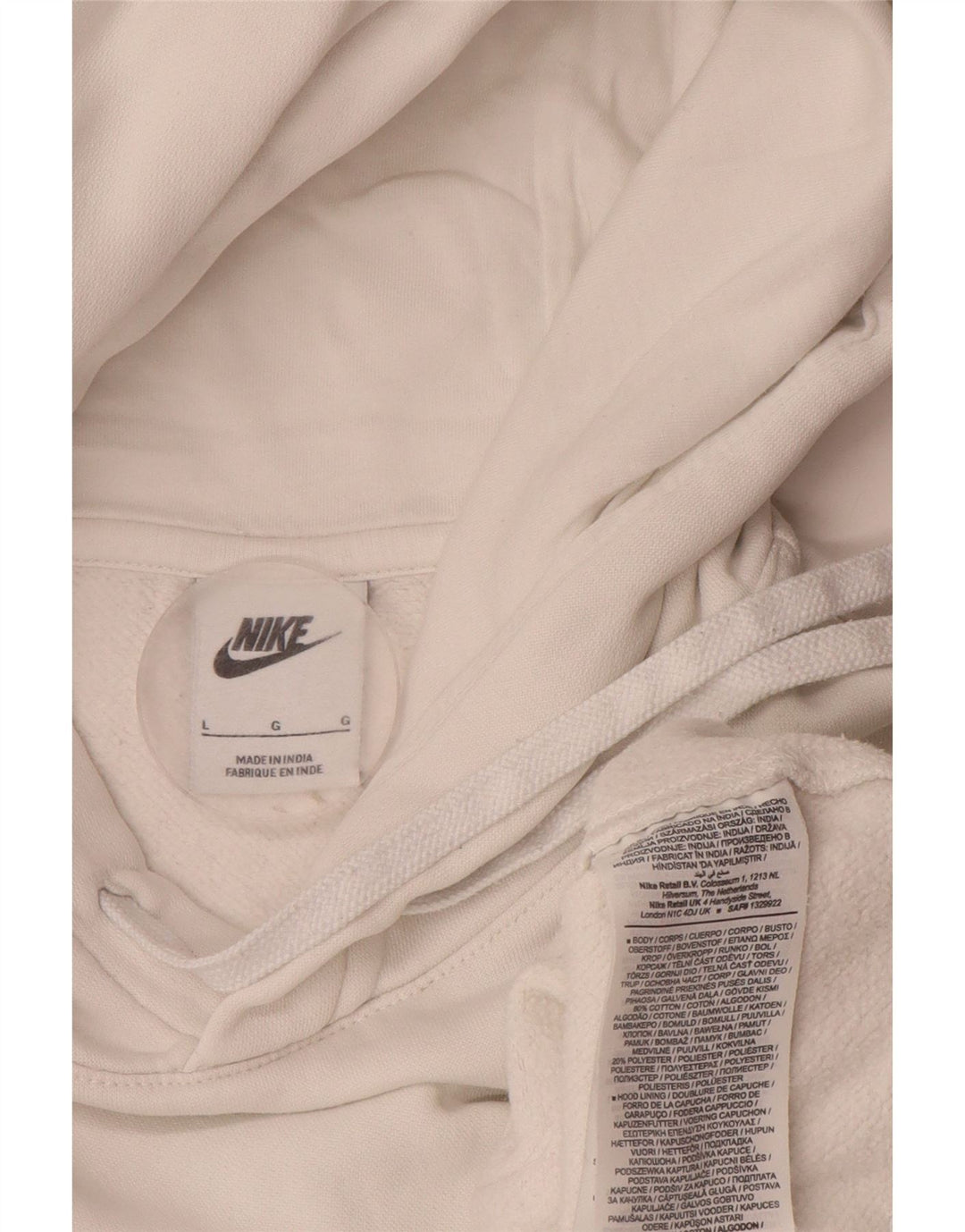 Мужской джемпер с капюшоном Nike большой размер, белый хлопок
