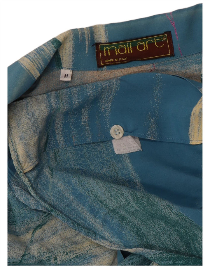 Винтажная мужская рубашка с коротким рукавом с абстрактным узором, средняя разноцветная