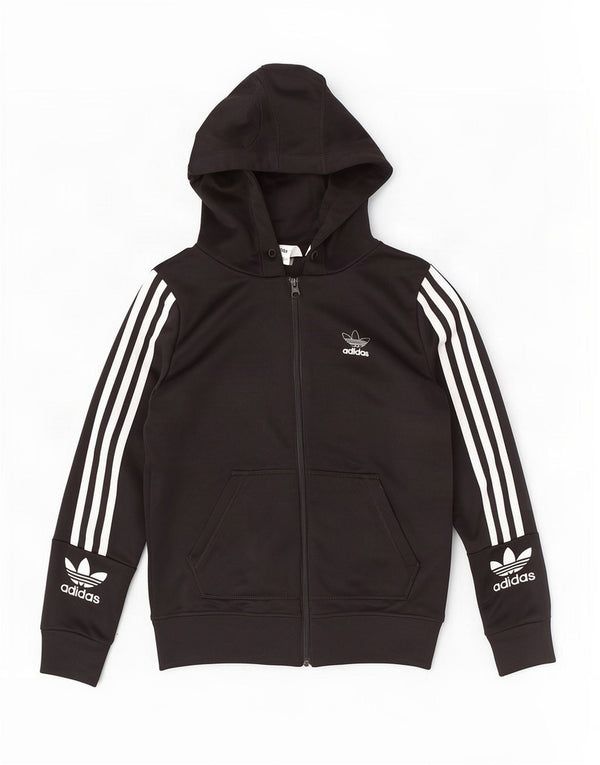 Женский свитер с капюшоном Adidas на молнии с графическим рисунком UK 6 XS, черный полиэстер