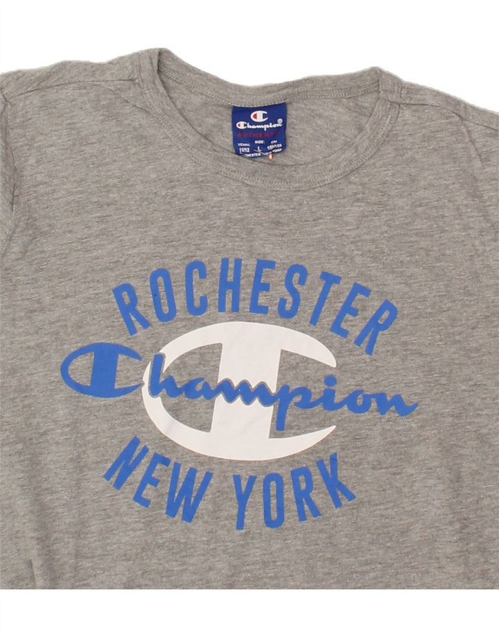 CHAMPION Boys Graphic Top Long Sleeve 11-12 Years Large Grey Cotton Vintage Champion and Second-Hand Champion from Messina Hembry 