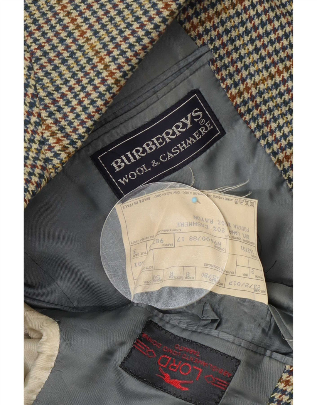 Мужской пиджак на 1 пуговице Burberrys IT 50, большая синяя шерсть с узором «гусиные лапки»