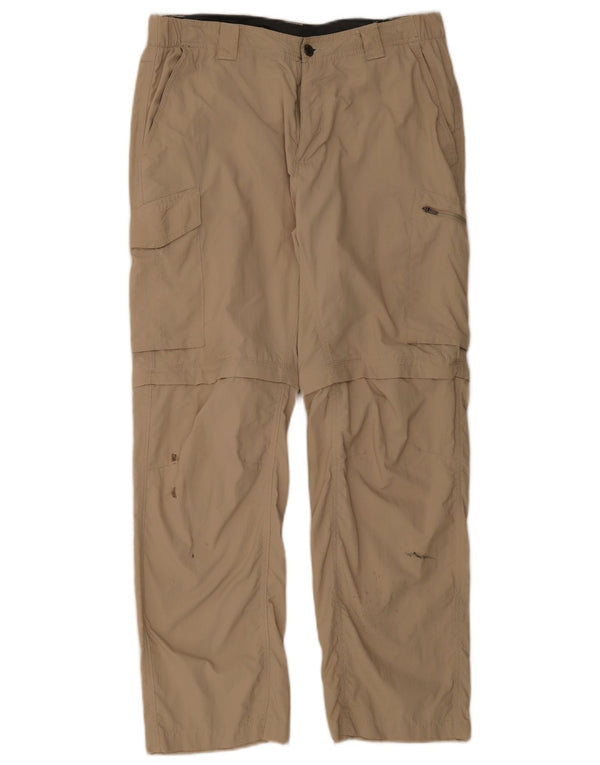 Columbia Mens Straight Cargo Trousers W34 L30 Beige Nylon