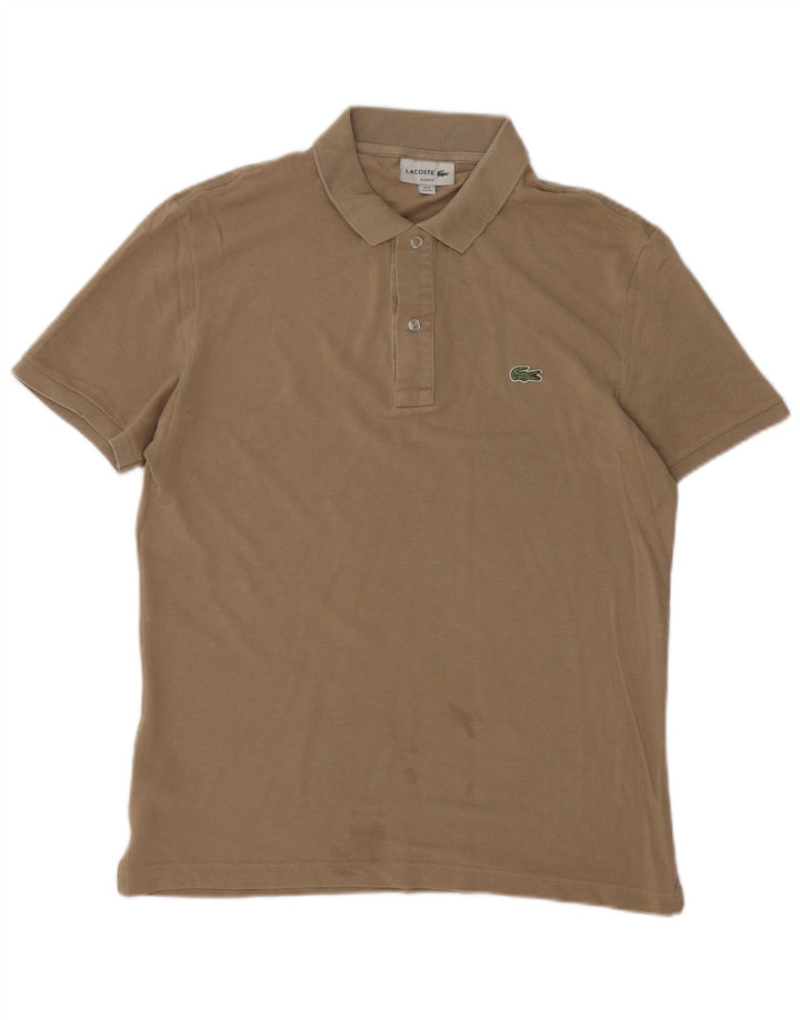 Мужская рубашка-поло приталенного кроя Lacoste, размер 4, средний коричневый хлопок, хлопок