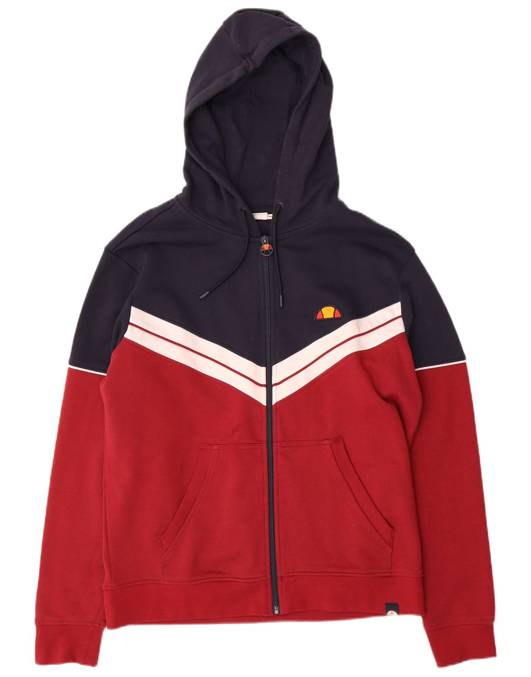 ELLESSE Мужской свитер с капюшоном на молнии, средний красный, хлопок с цветными блоками