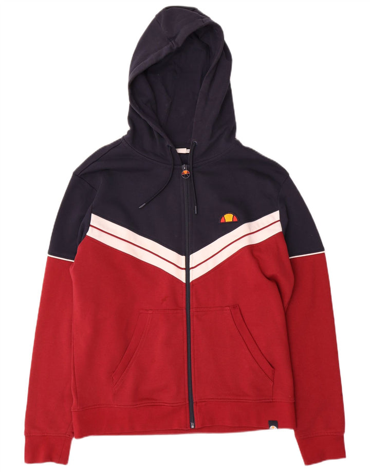 ELLESSE Мужской свитер с капюшоном на молнии, средний красный, хлопок с цветными блоками