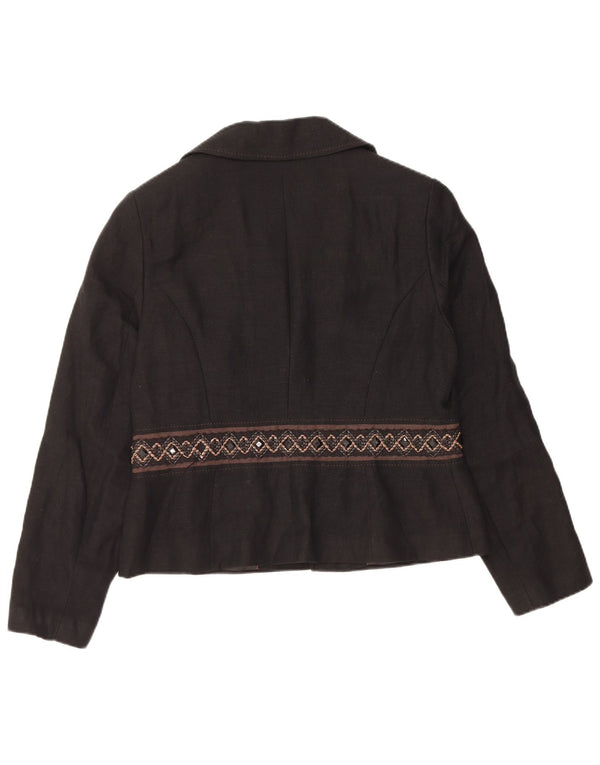 Женский пиджак Marks & Spencer Autograph UK 16, большой черный льняной пиджак