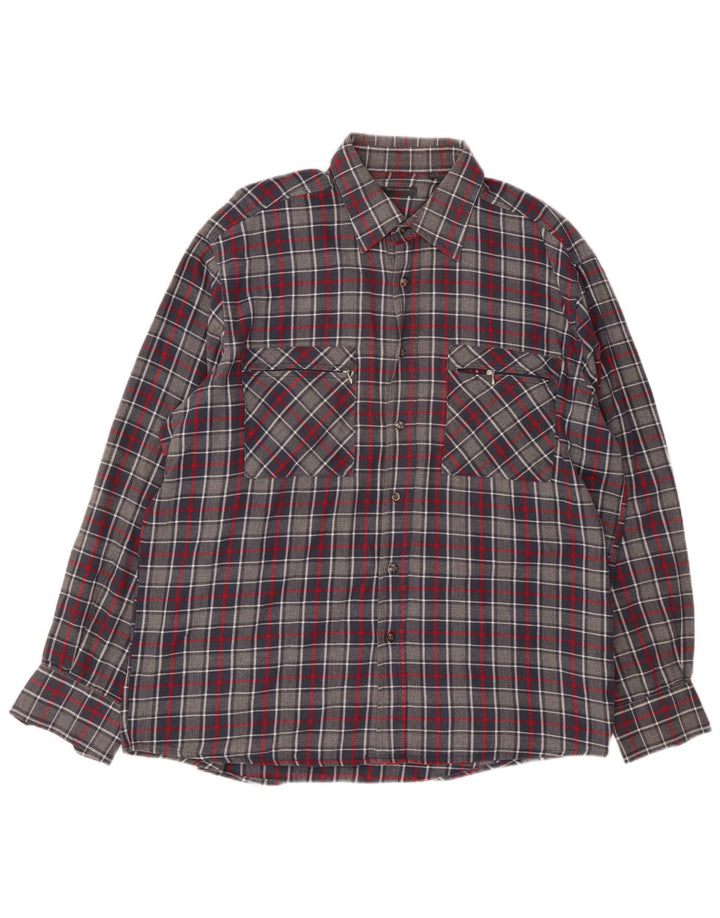 SEA BARRIER Мужская фланелевая рубашка XL, серая клетка, хлопок