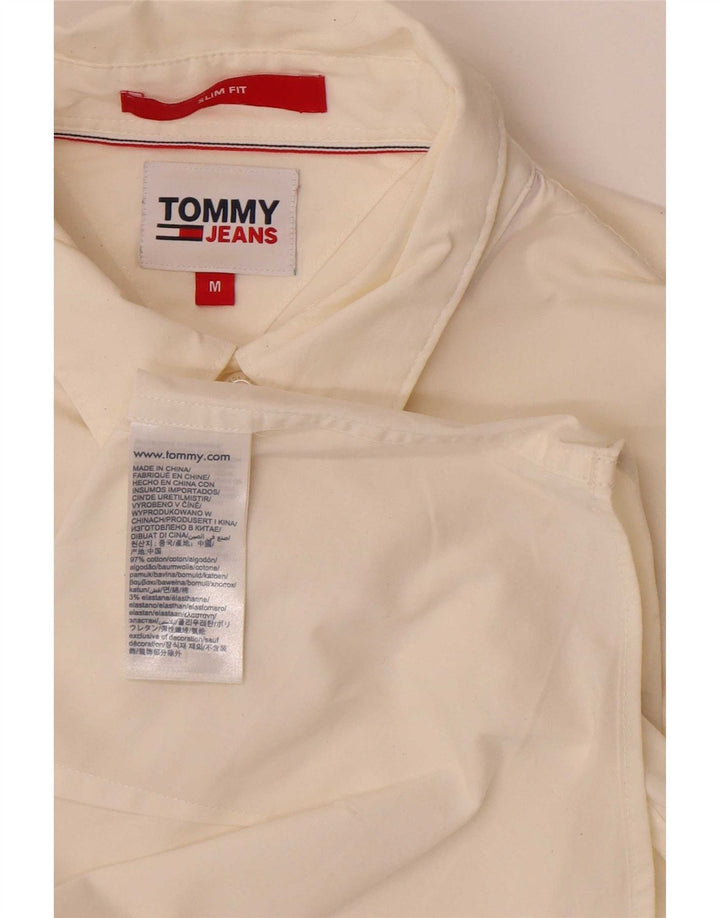 Tommy Hilfiger Мужская рубашка приталенного кроя среднего размера из хлопка белого цвета
