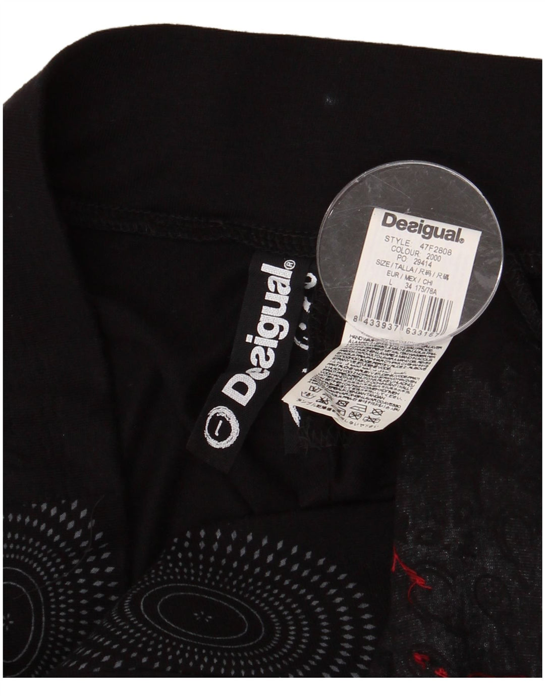 DESIGUAL Женская асимметричная юбка-трапеция с рисунком, большая W32, черная с цветочным принтом