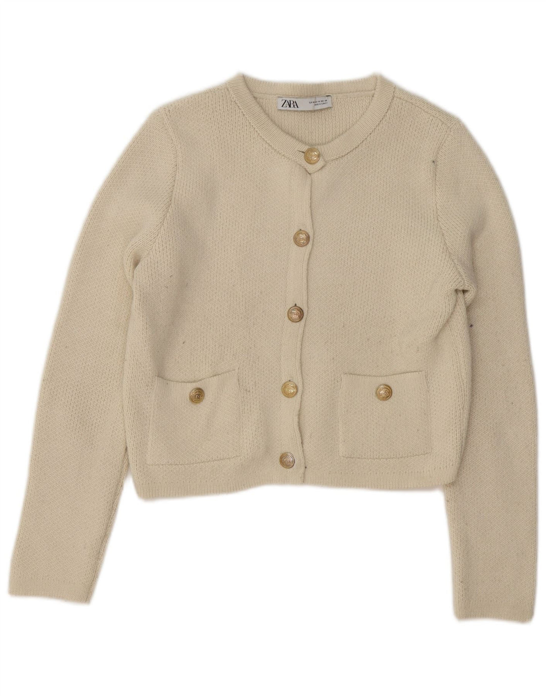 Женский укороченный кардиган Zara UK 14, средний, белый цвет