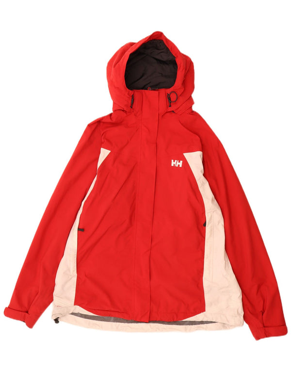 HELLY HANSEN Женская дождевик с капюшоном UK 18 XL Красный полиэстер с цветными блоками