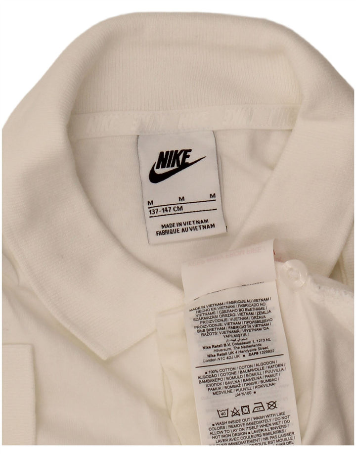 NIKE Boys Polo Shirt 10-11 Years Medium White Cotton