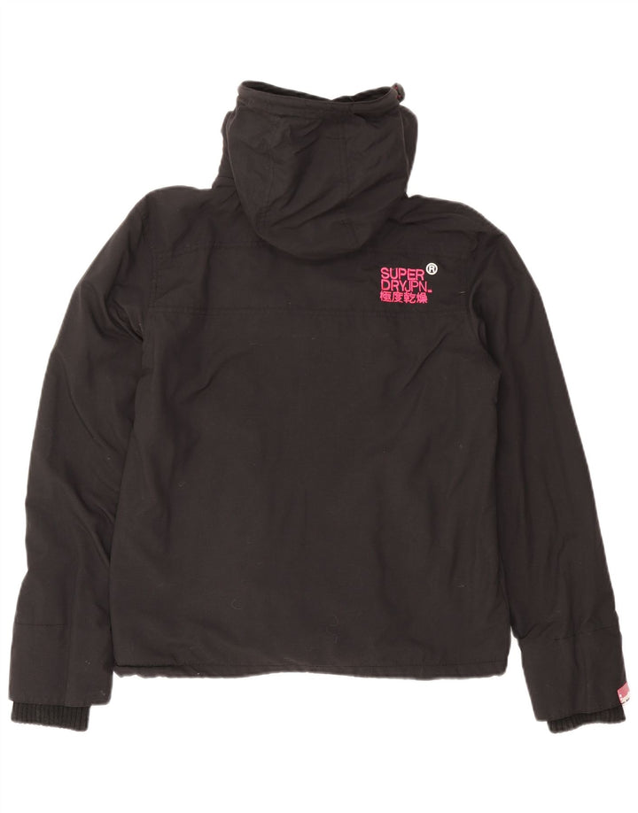 Женская ветровка с капюшоном Superdry с графическим рисунком UK 14, средний черный нейлон