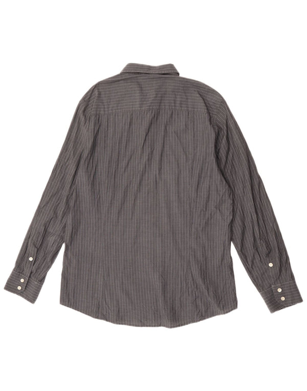 Мужская рубашка приталенного кроя Calvin Klein, размер 45, 18, 2XL, хлопковая серая полоска