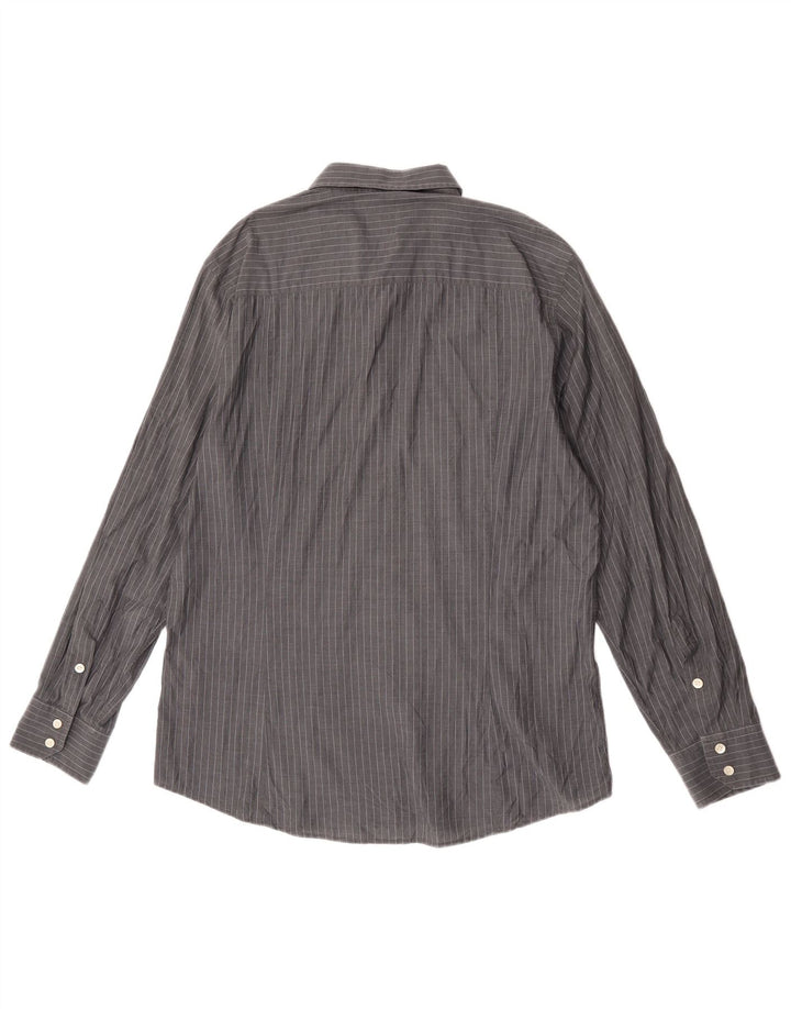 Мужская рубашка приталенного кроя Calvin Klein, размер 45, 18, 2XL, хлопковая серая полоска