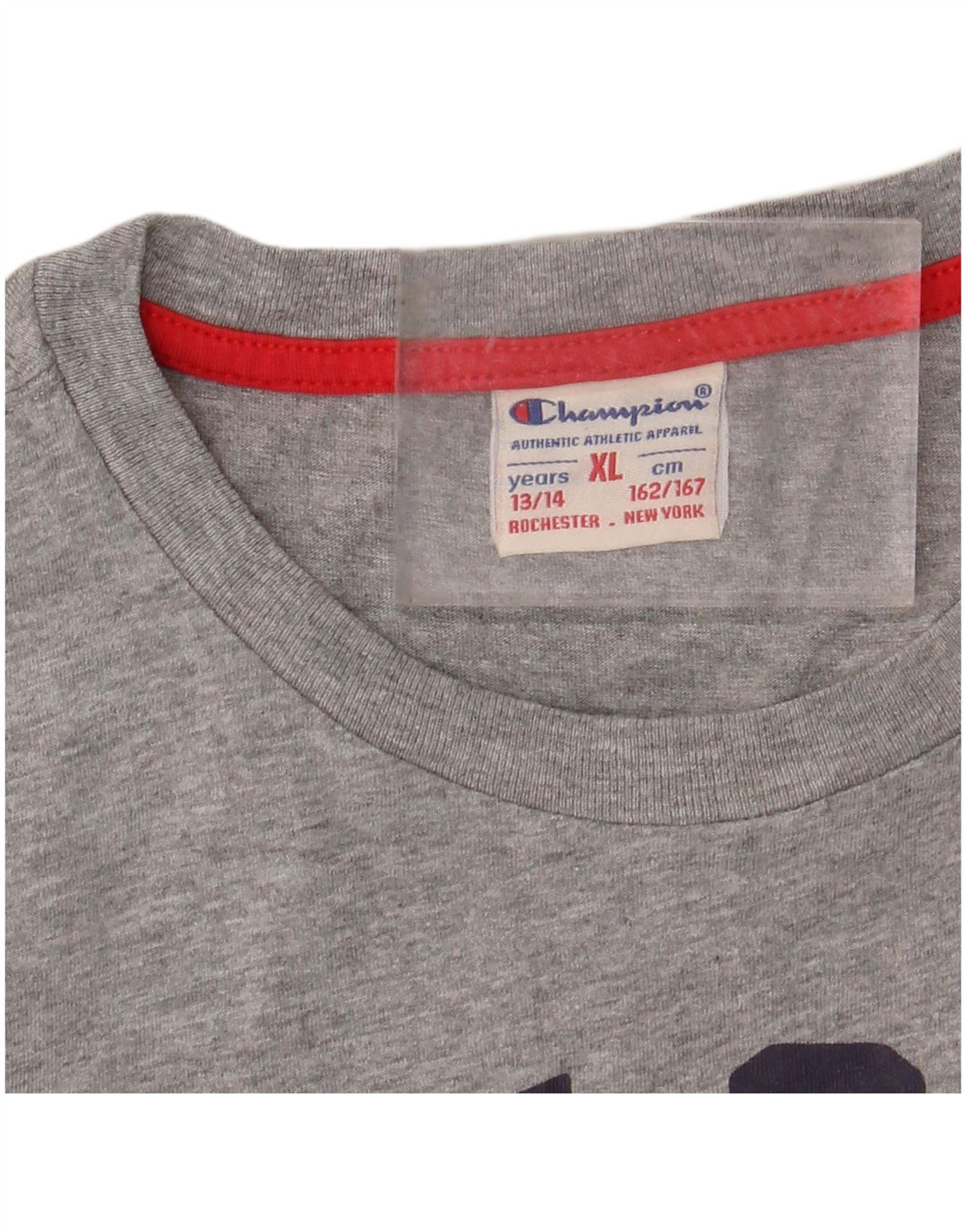 CHAMPION Boys Graphic Top Long Sleeve 13-14 Years XL Grey
