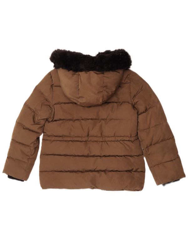 Стеганая куртка с капюшоном Zara для девочек 11-12 лет, бежевая