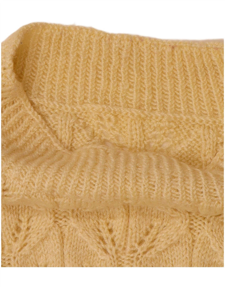 ВИНТАЖНЫЙ женский джемпер с высоким воротником, Великобритания, 14, большой, бежевый