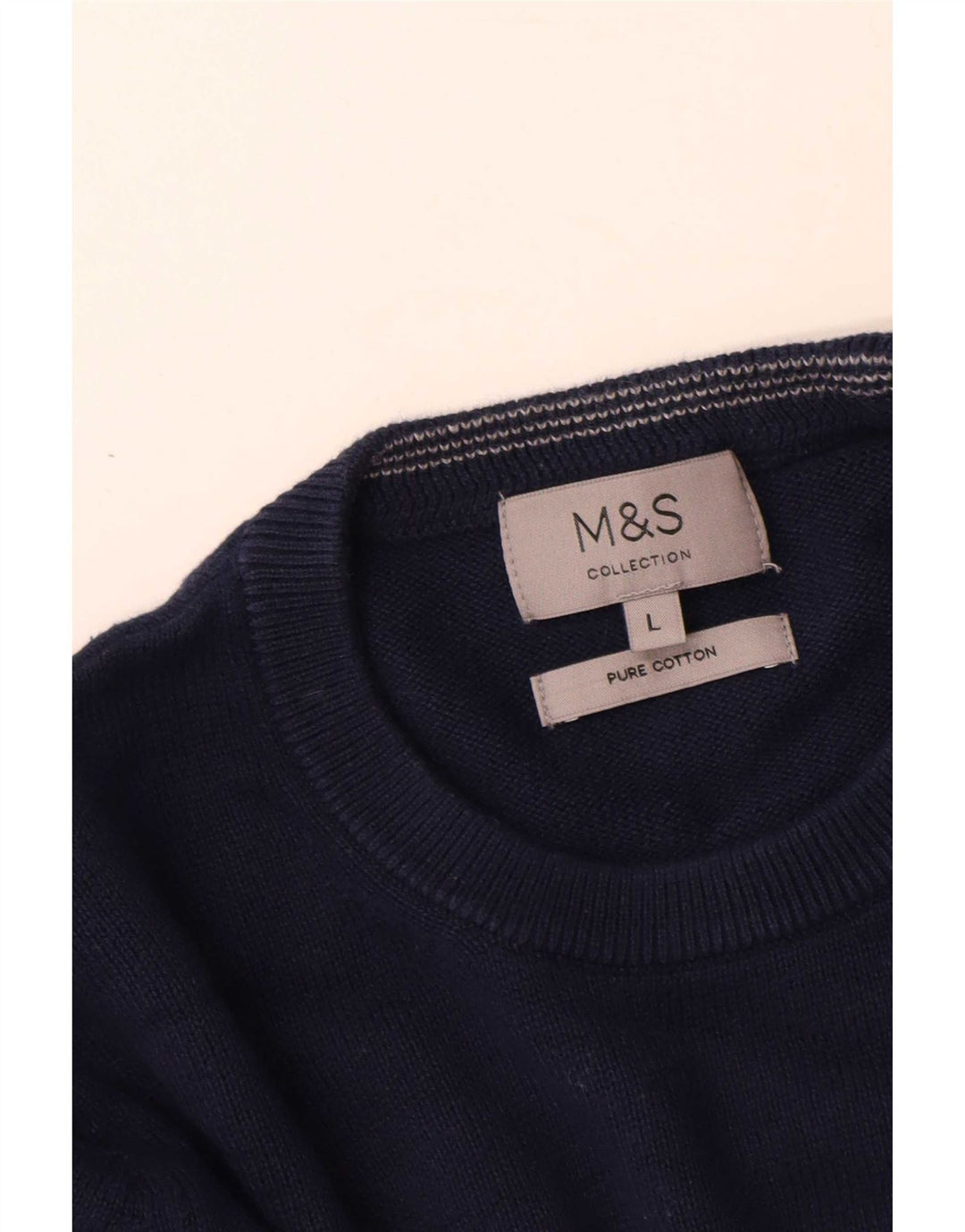 Мужской джемпер с круглым вырезом Marks & Spencer, большой темно-синий хлопковый свитер