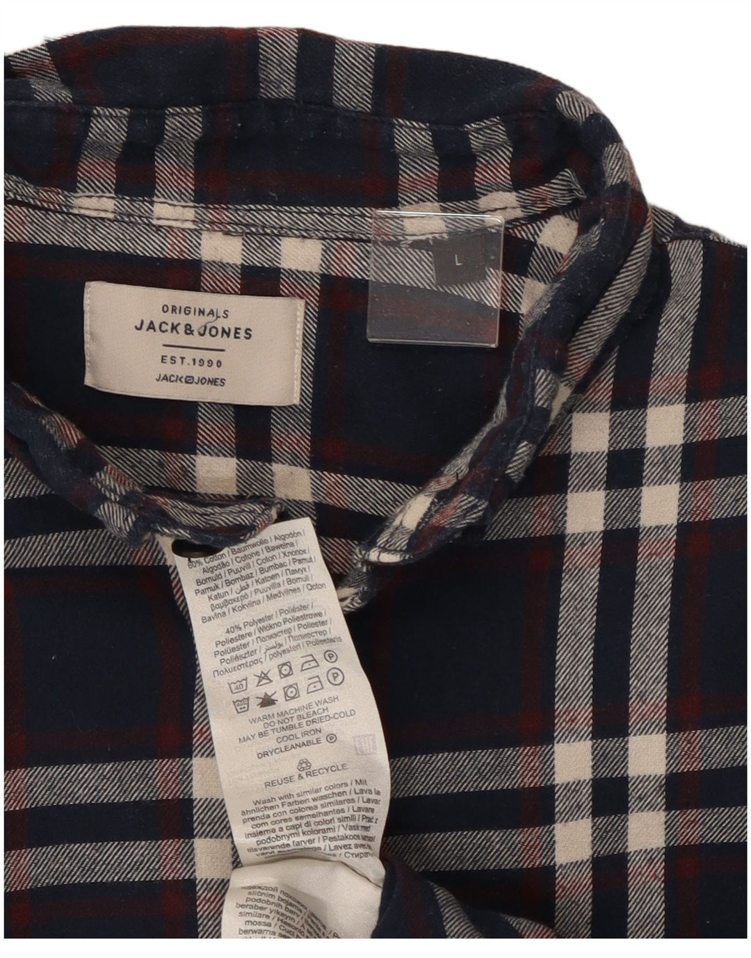 Мужская фланелевая рубашка JACK & JONES, большая темно-синяя клетка, хлопок