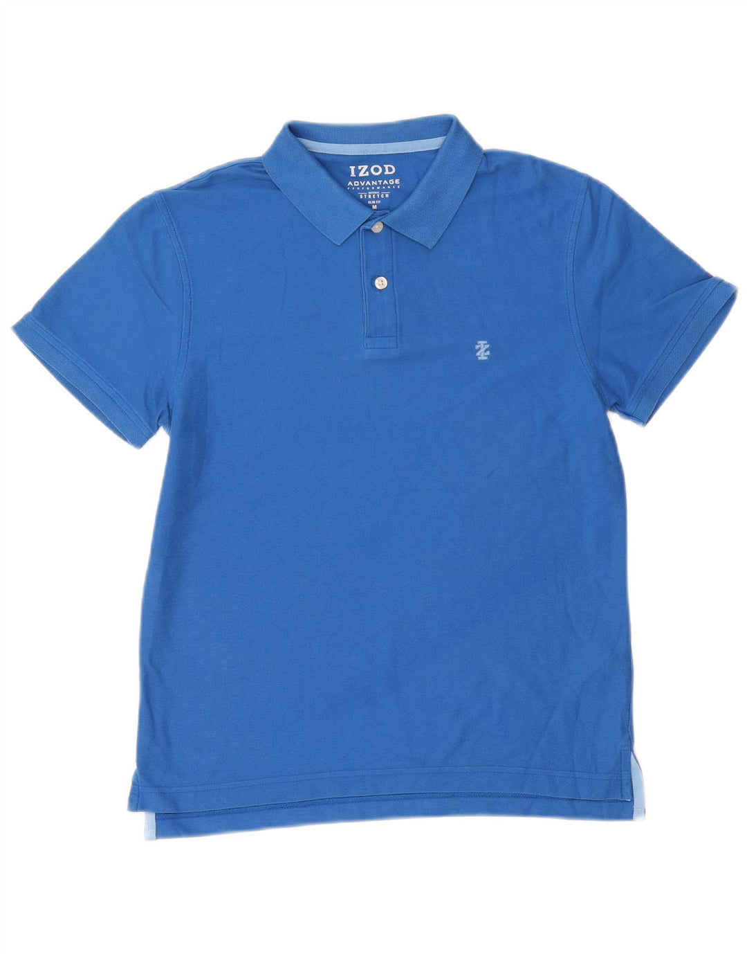 Мужская рубашка поло Izod Slim Fit, хлопковая, среднего синего цвета