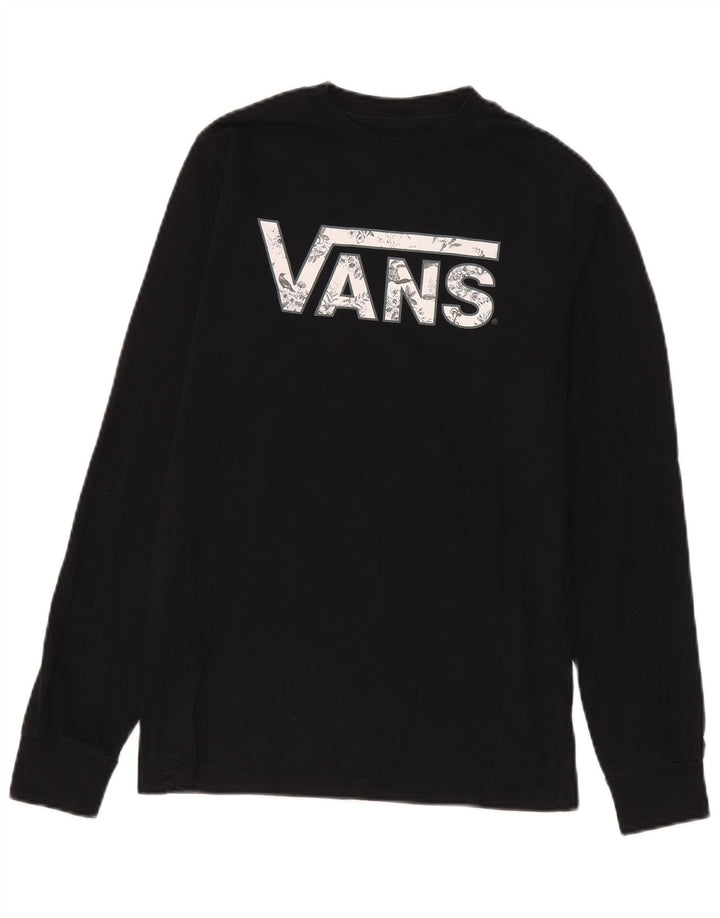 Мужской топ Vans классического кроя с рисунком и длинными рукавами, маленький черный хлопок