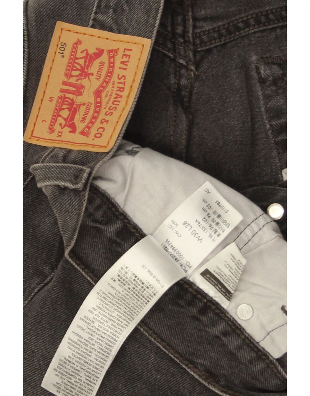 Мужские прямые джинсы Levi's 501 W30 L28, черный хлопок