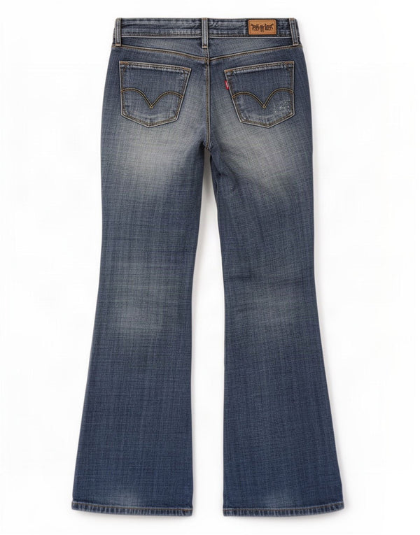 Женские рваные джинсы Levi's 572 с низкой талией W28 L30, синий хлопок