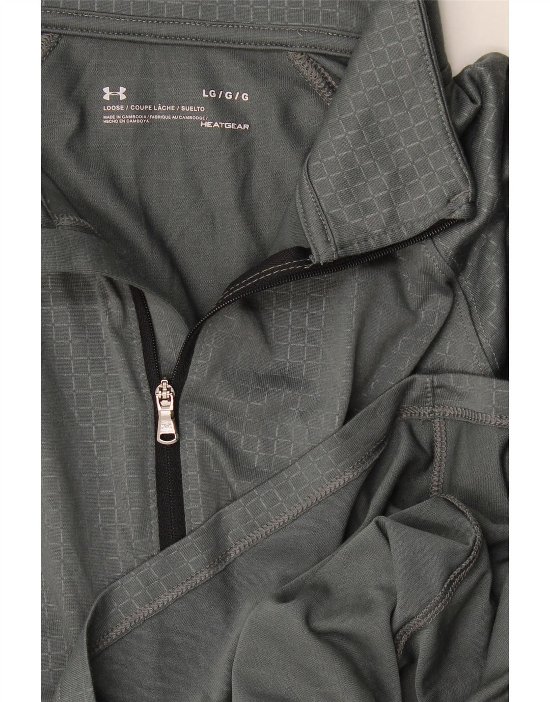 Мужской пуловер в спортивном костюме Under Armour Heat Gear, большой серый в клетку