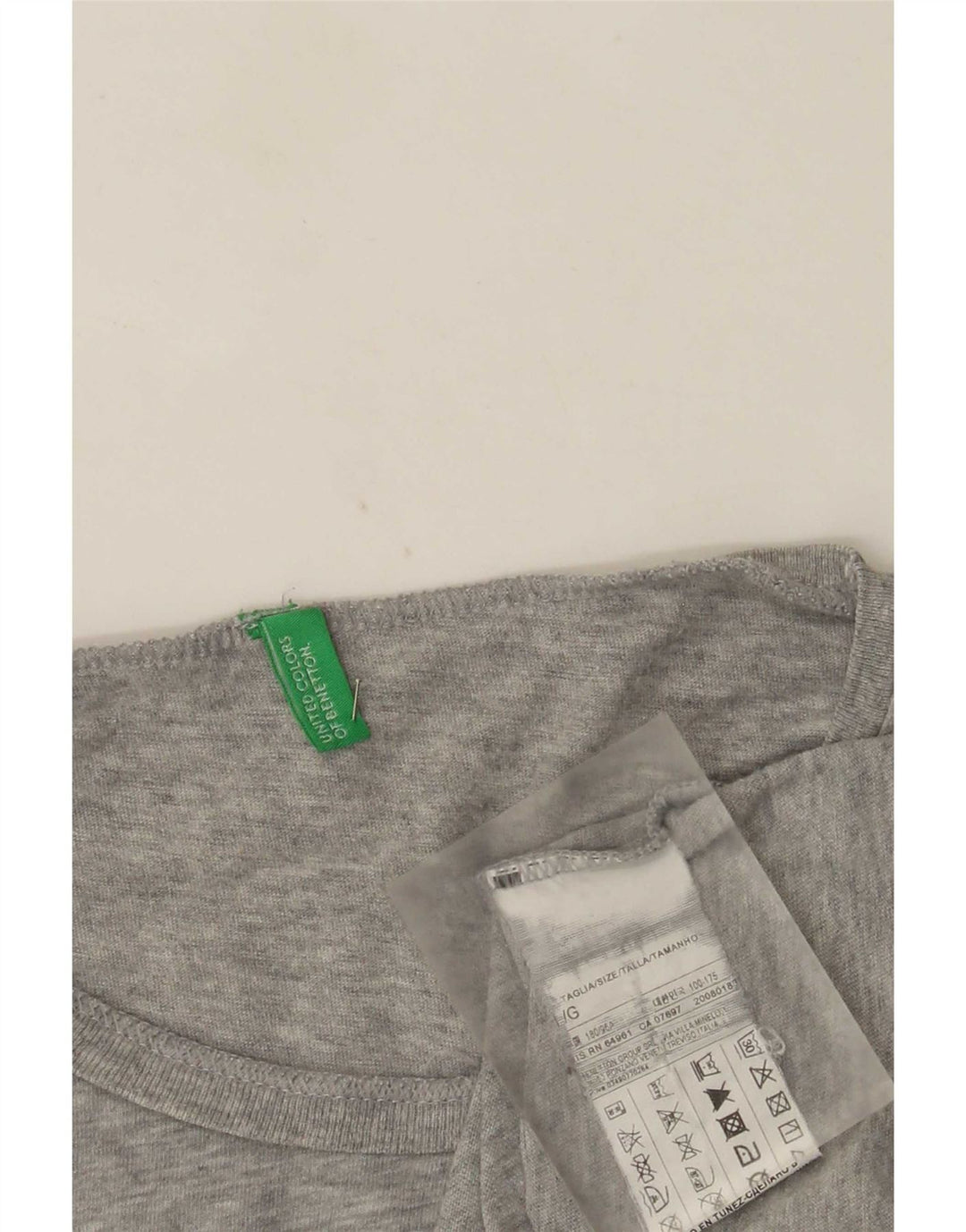 Женская футболка с рисунком Benetton, большой серый хлопок с крапинками