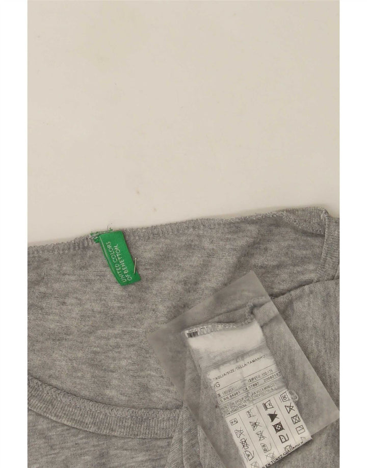 Женская футболка с рисунком Benetton, большой серый хлопок с крапинками