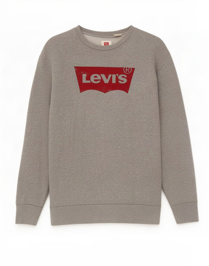Мужской свитшот с рисунком Levi's, хлопковый джемпер среднего серого цвета