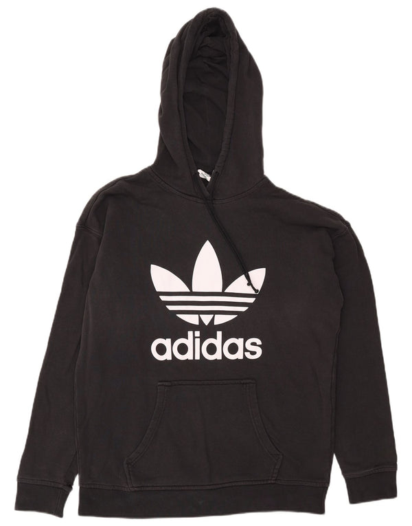 Женский джемпер с капюшоном Adidas Oversized с рисунком UK 10, маленький, черный, хлопок