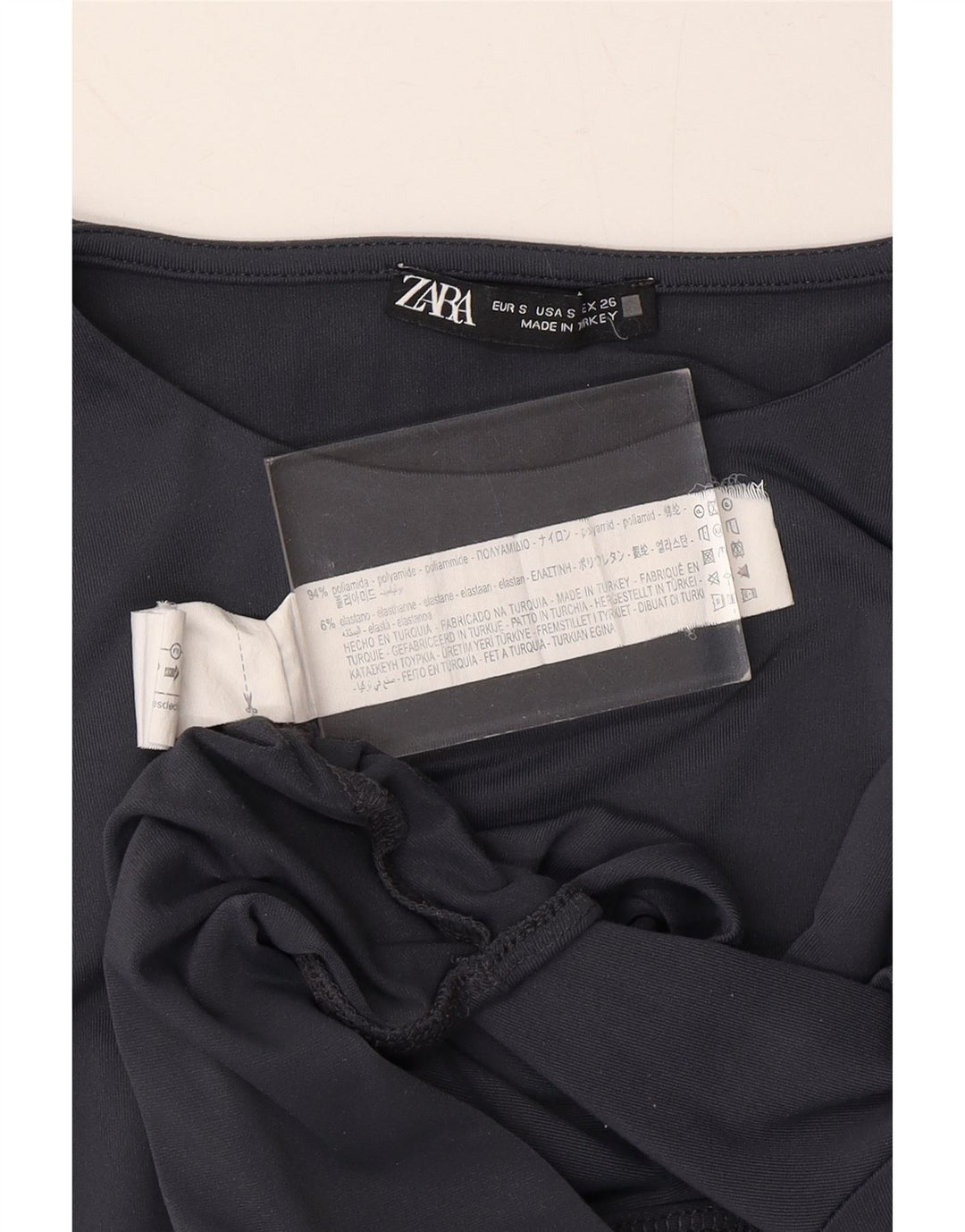 ZARA Womens Long Sleeve Bodysuit UK 8 Small Grey Polyamide Vintage Zara and Second-Hand Zara from Messina Hembry 