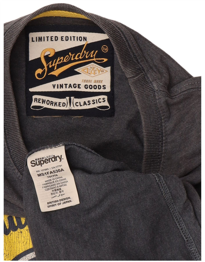 Superdry Мужская футболка с рисунком Верх среднего серого цвета, хлопок